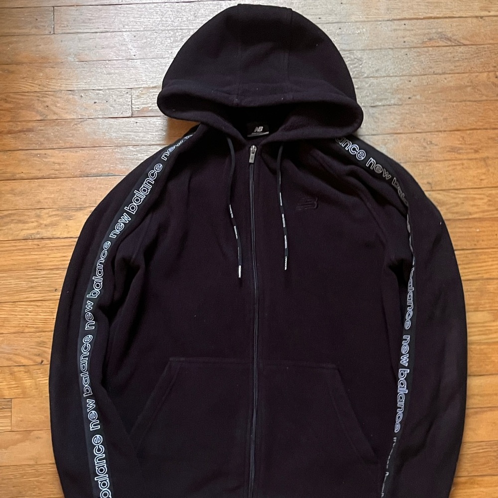 New Balance Black Hoodie with Logo Sleeves